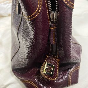 Fendi Grained Large Calfskin B Mix Tote Brown / Plum